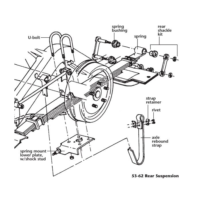 C1 Rear Body Mount/Spring Front Saddle Support 56-62 - Afbeelding 3