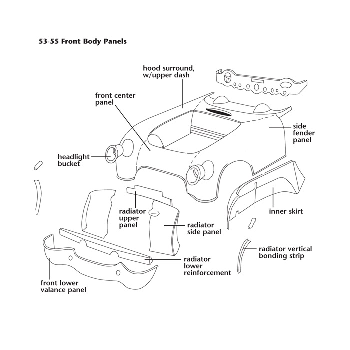 C1 Front Lower Valance Panel Fiberglass 53-55 - Afbeelding 2