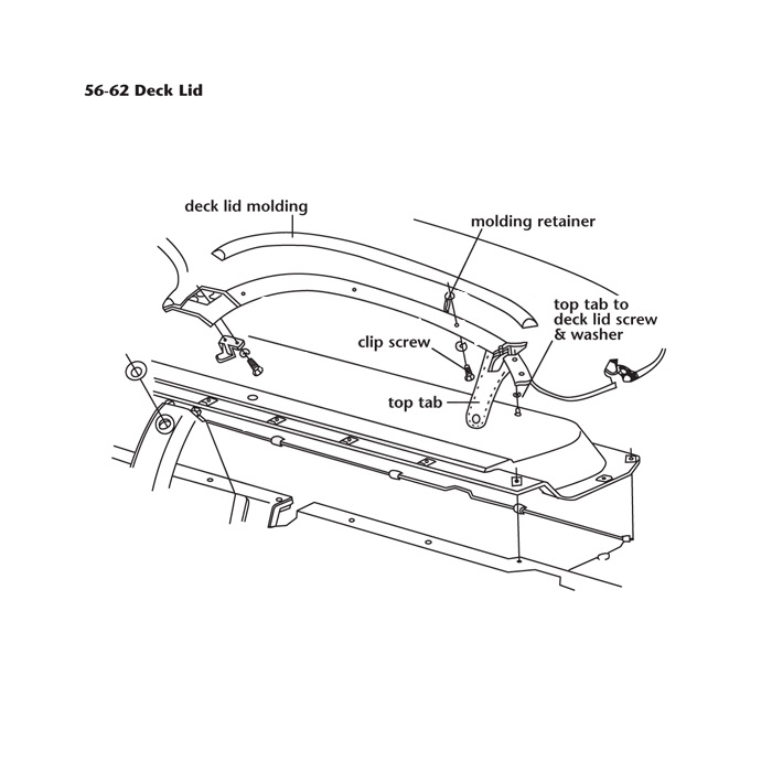 C1 Deck Lid Molding Clip Screws 56-62 - Afbeelding 2