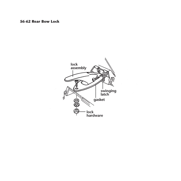 C1 Convertible Top Rear Bow Latch 56-57 - Afbeelding 2