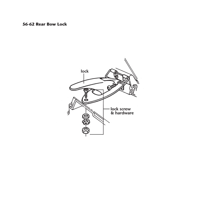C1 Convertible Top Rear Bow Latch 56-57 - Afbeelding 3