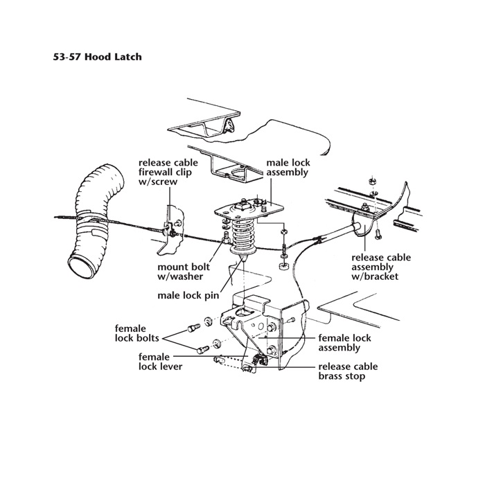 C1 Hood Release Cable Assembly 56-57 - Afbeelding 2