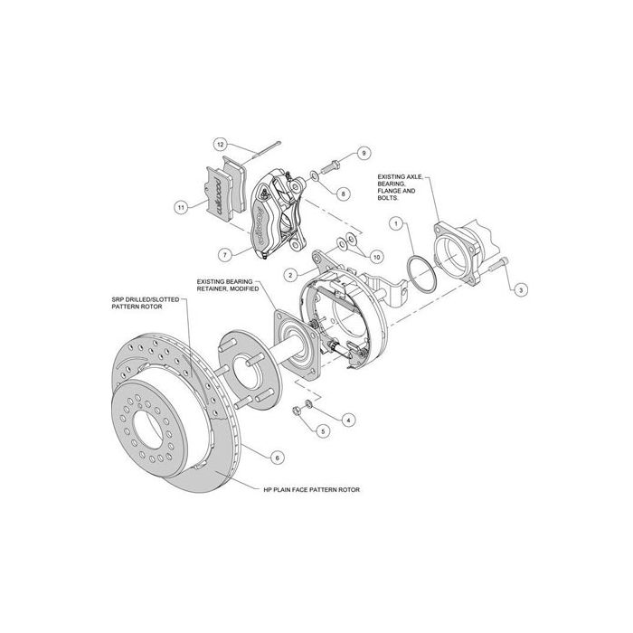 C1 Wilwood Rear Dynalite Brake Kit w/SRP 12.19" Drilled & Slotted Rotor 56-62 - Afbeelding 6