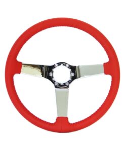 498-80D Chroom 3-spaaks lederen stuurwiel 68-82