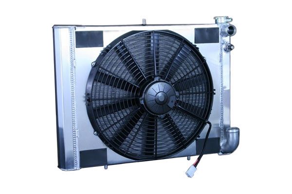 RA-256 4-spd zonder AC LS-conversie aluminium radiateur en ventilatorcombinatie 63-67 327 & 68-72 350