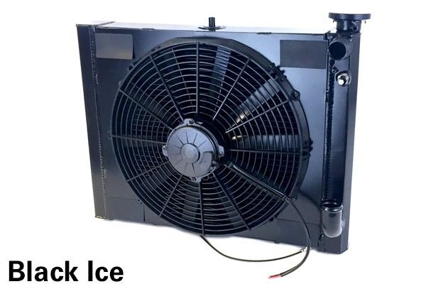 RA-257 4-spd zonder AC LS-conversie aluminium radiateur en ventilatorcombinatie (met trans-koeler) 63-67 327 & 68-72 350