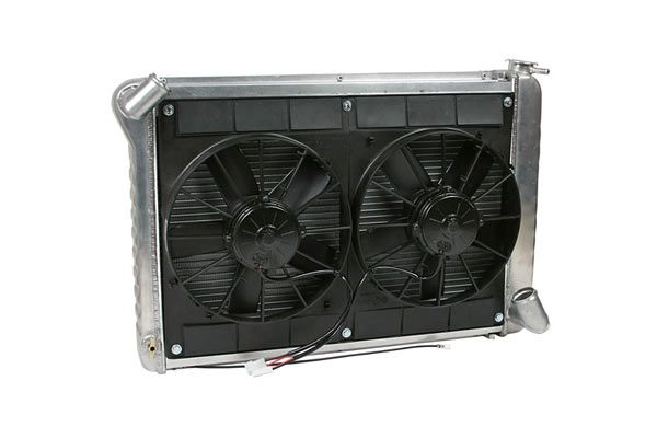 445-58 w/AC direct fit aluminium radiateur & fan combo 66-68 427 w/4-spd & 68 327