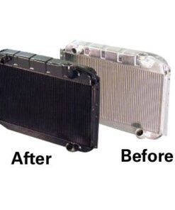 Alternative view of 445-62 350 4-spd w/AC of LT1 Direct Fit aluminium radiateur & ventilator combo 69-72