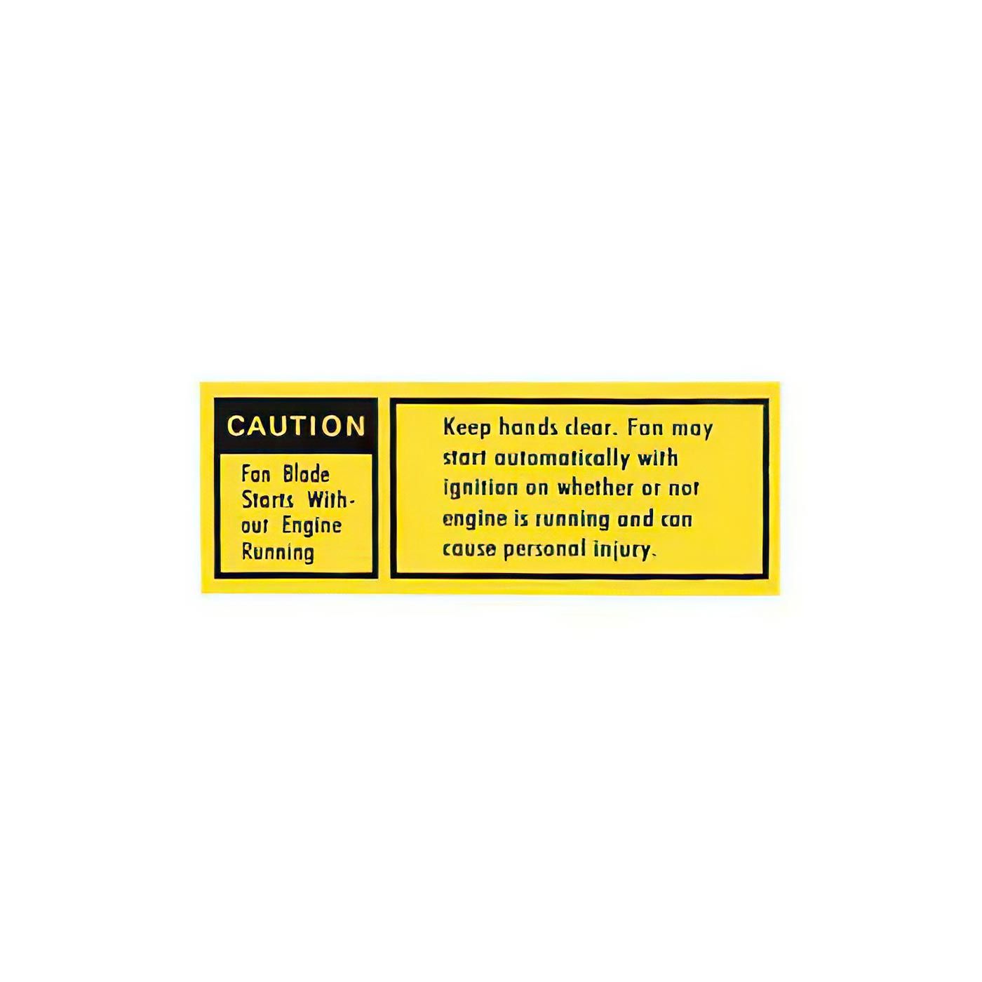 447-92B Waarschuwingssticker voor ventilatormantel 79-80