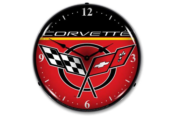 C5 Corvette Embleem LED Verlichte Wandklok