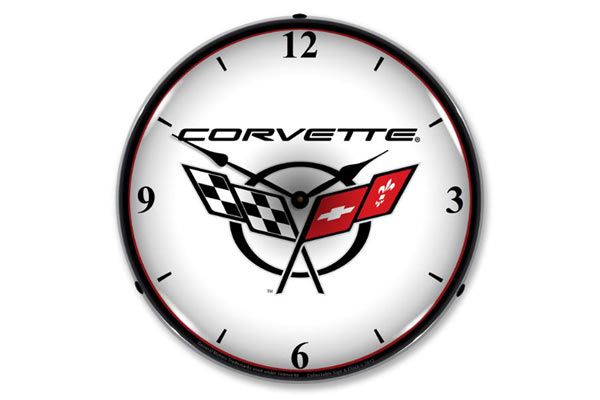 C5 Corvette Embleem LED Verlichte Wandklok