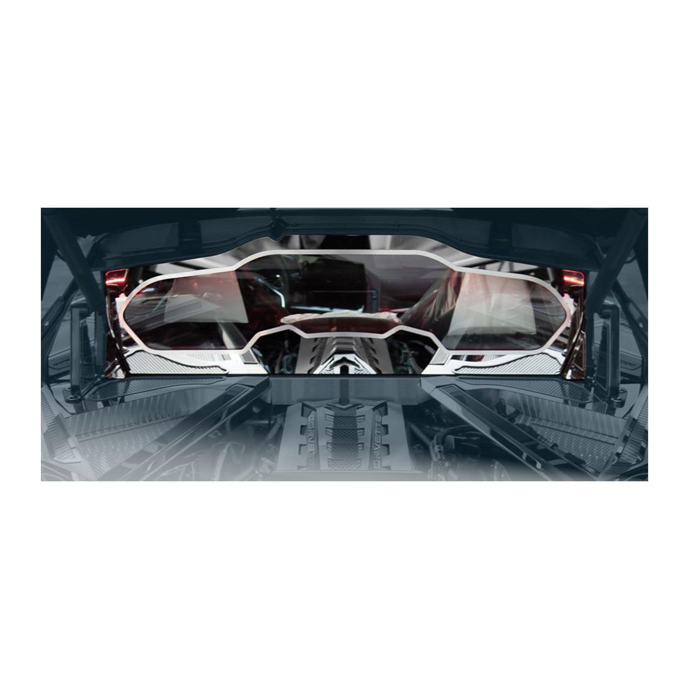 X-4509 Polished Stainless Rear Window Frame w/Brushed Trim 20-23 - Afbeelding 2