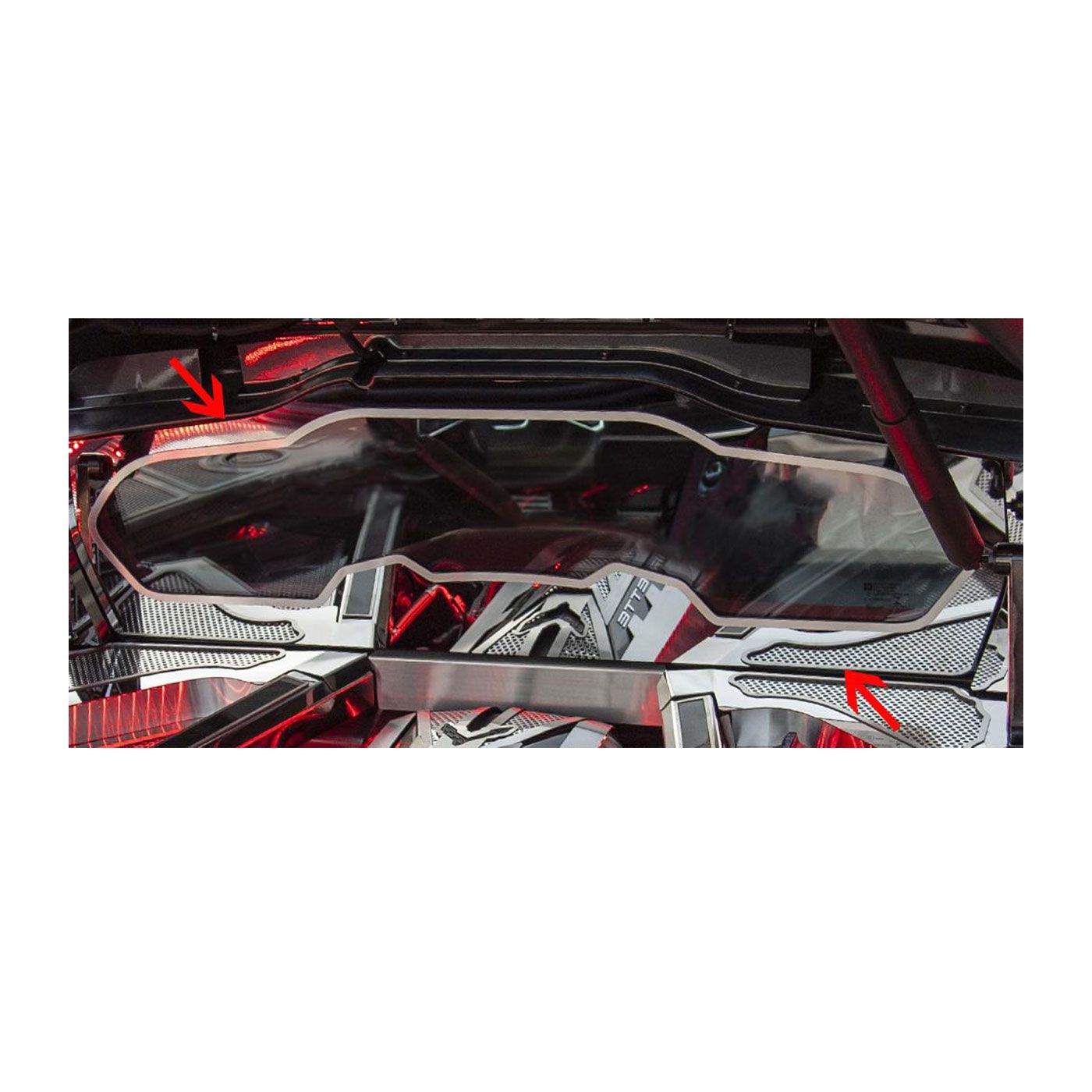 X-4509 Polished Stainless Rear Window Frame w/Brushed Trim 20-23 - Afbeelding 3