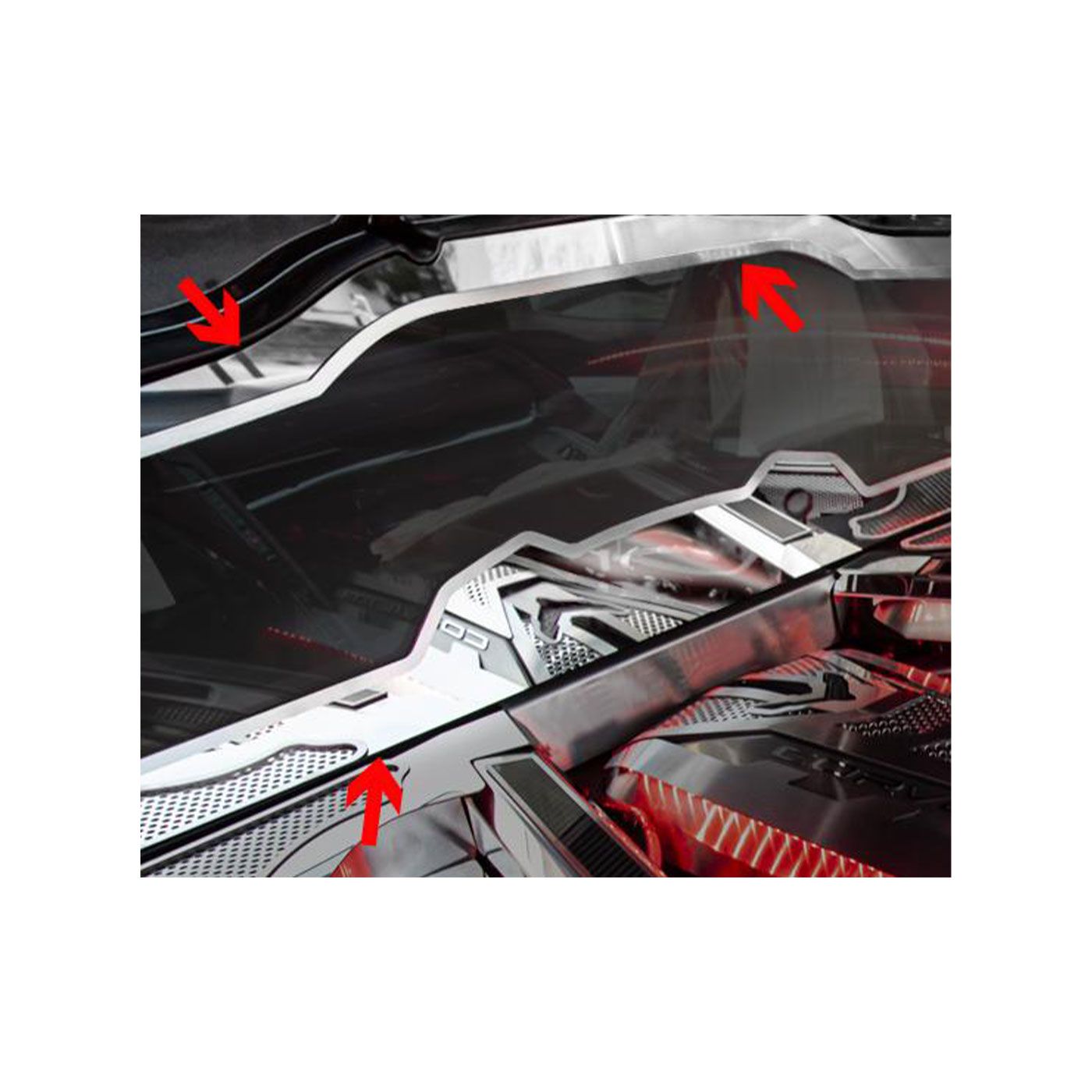X-4509 Polished Stainless Rear Window Frame w/Brushed Trim 20-23 - Afbeelding 5