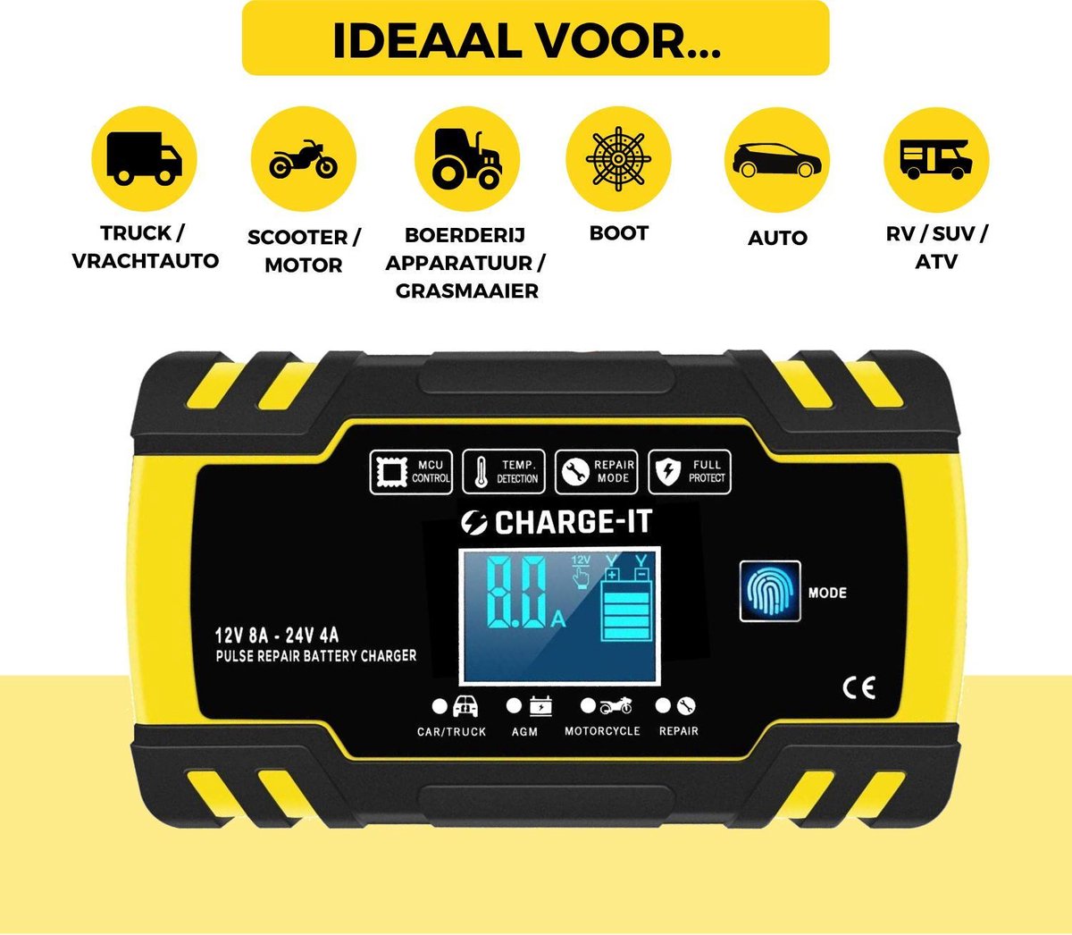 Acculader 12V/24V - 6 Ah/150Ah - Druppellader met Reparatie Modus - Afbeelding 8