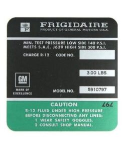 449-97F 454 AC-compressor Frigidaire-sticker 72-73