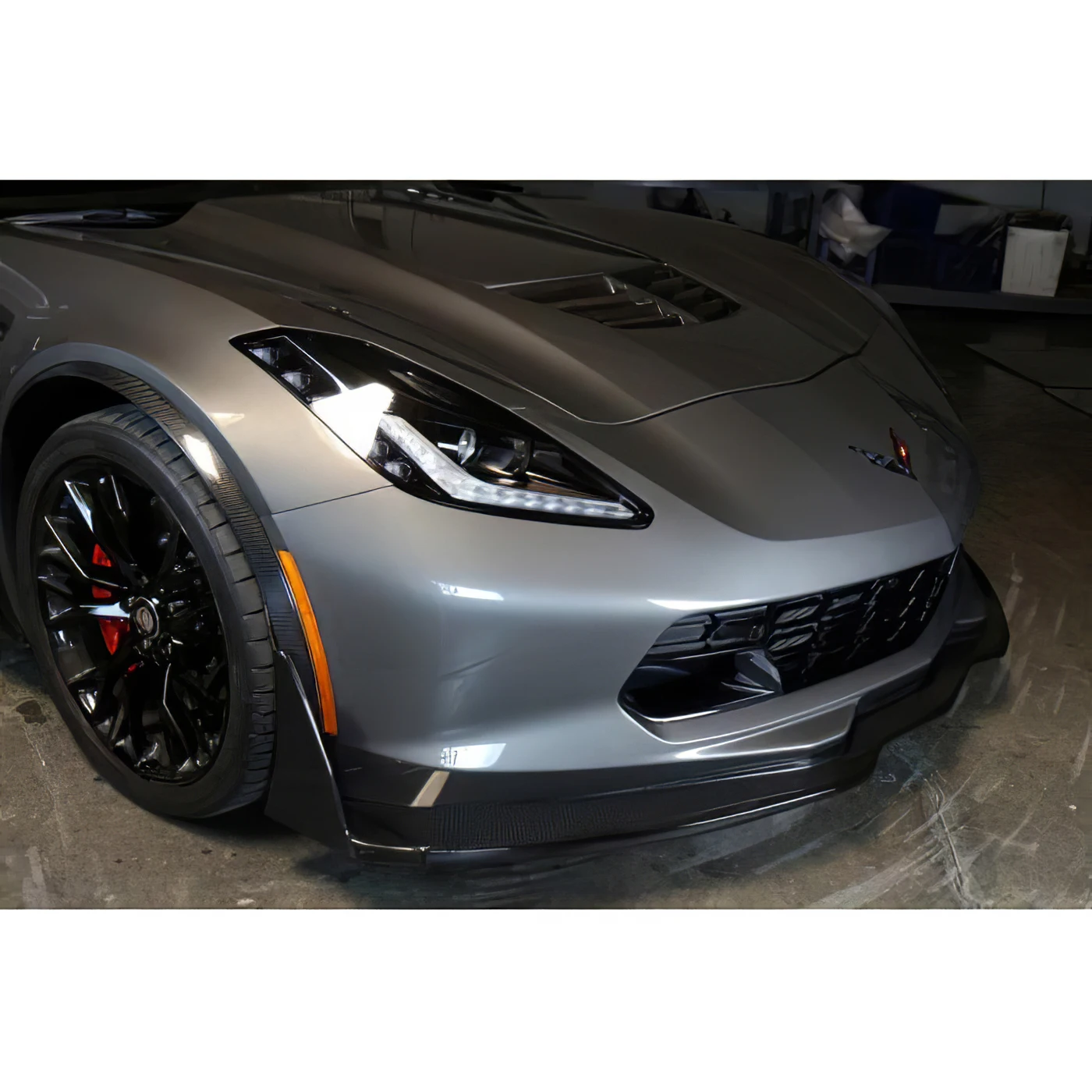 F-795 Z06/GS Carbon Fiber Front Air Dam Bumper Canards & Spats 14-19 - Afbeelding 2