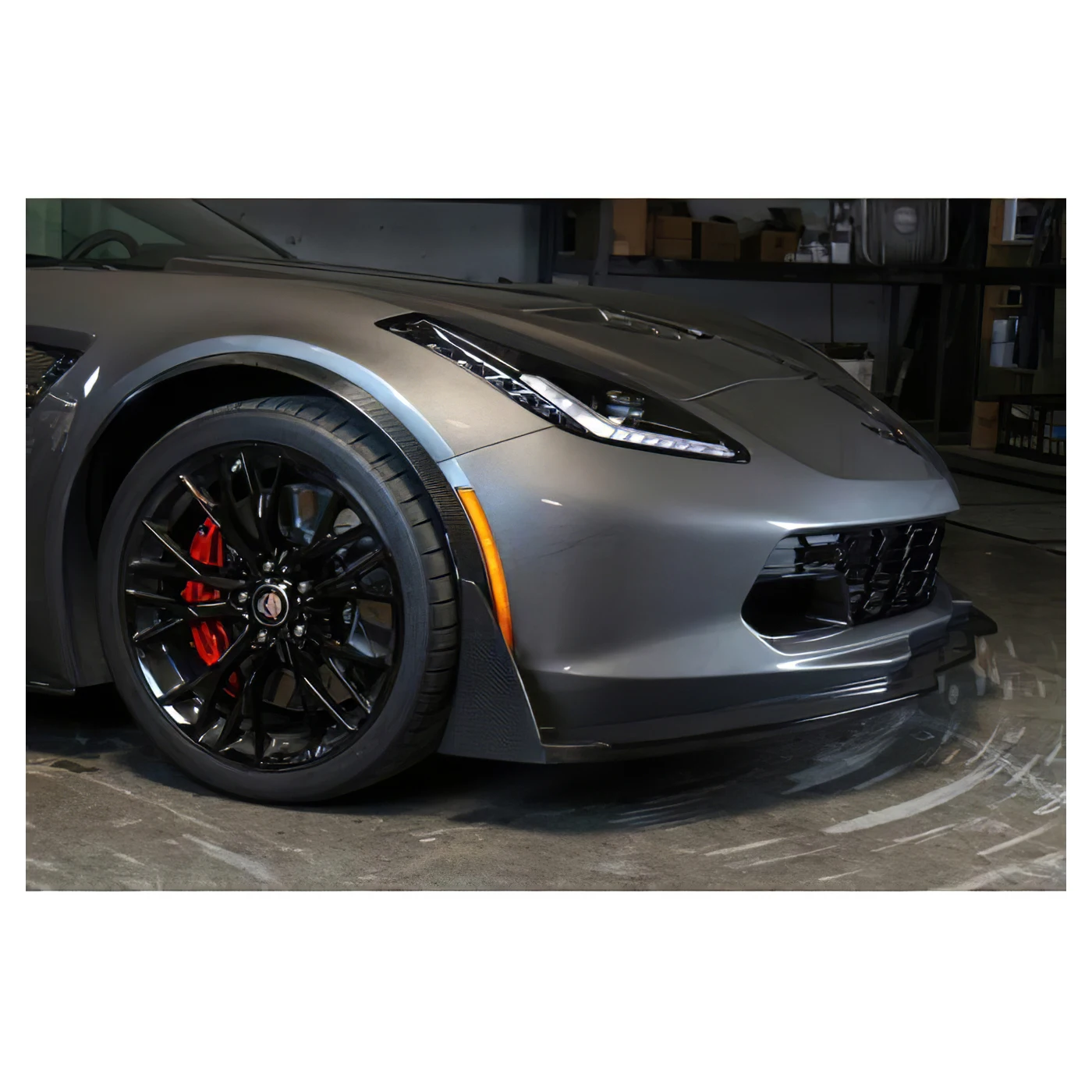 F-795 Z06/GS Carbon Fiber Front Air Dam Bumper Canards & Spats 14-19 - Afbeelding 3
