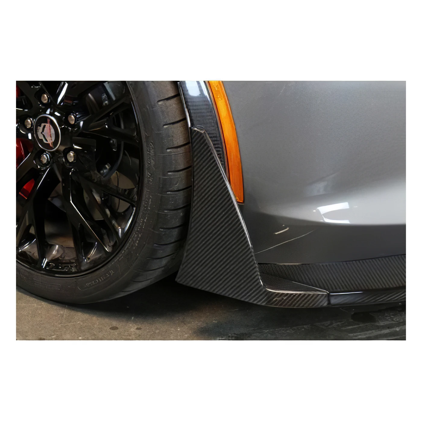 F-795 Z06/GS Carbon Fiber Front Air Dam Bumper Canards & Spats 14-19 - Afbeelding 4
