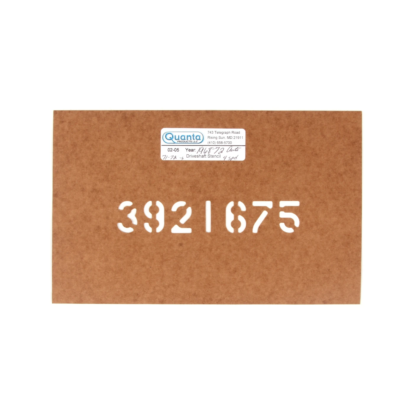 CR-207 68-70 Auto & 71-72 Alle aandrijfas onderdeelnummer stencil