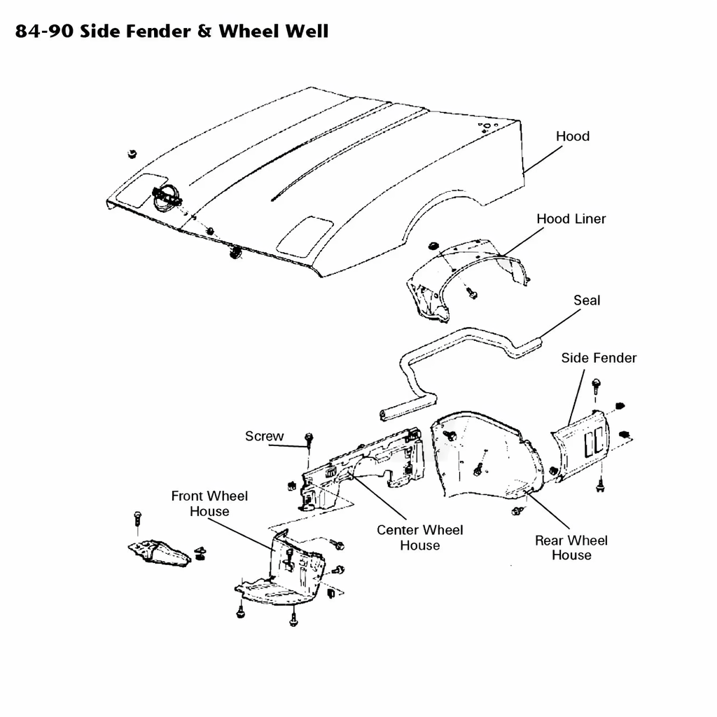WS-4453 Afdichting tussen binnenscherm en motorkap voor 84-87 - Afbeelding 2