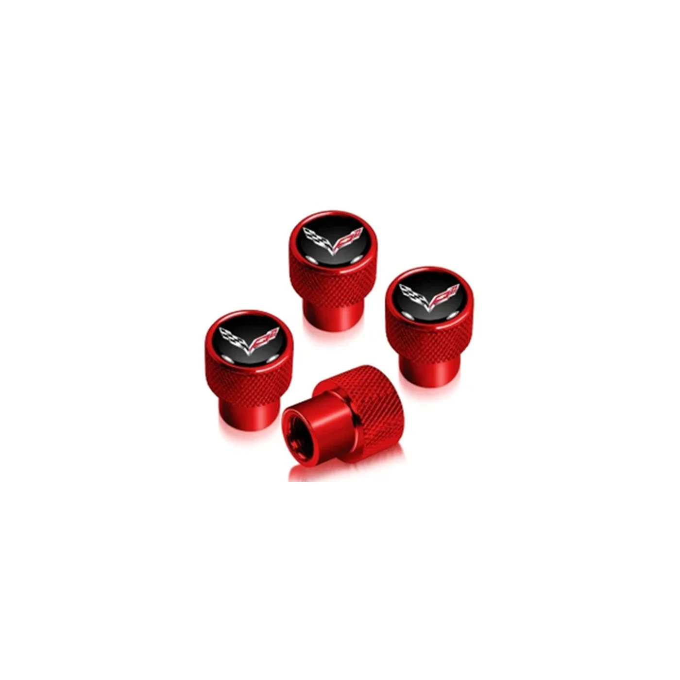 H-1309 Knurled Valve Stem Caps (Red) 05-13