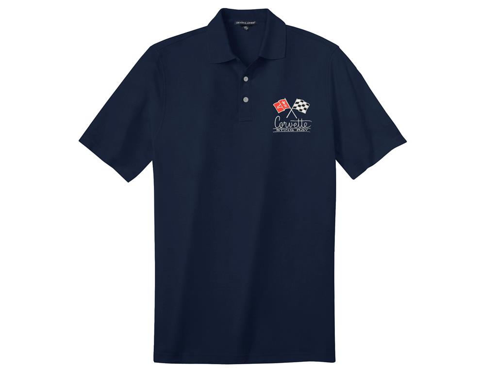 102602 Navy Blue Mens Polo Shirt - Your Choice Of Corvette Embroidered Logo