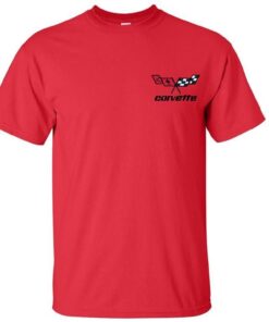 102709 T-Shirt With Your Choice Of Corvette Embroidered Logo Red