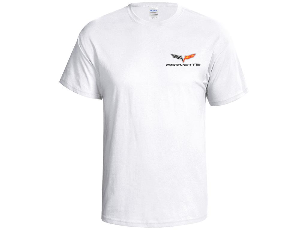 102959 T-Shirt With Your Choice Of Corvette Embroidered Logo White