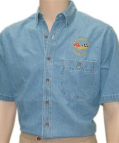103660 Denim Shirt - Short Sleeve With C1 / C2 / C3 Or C4 Corvette Embroidered Logo