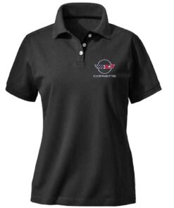 103728 Polo Shirt - Womens Black Devon & Jones Fine Pima Pique - C1 through C6 Logo