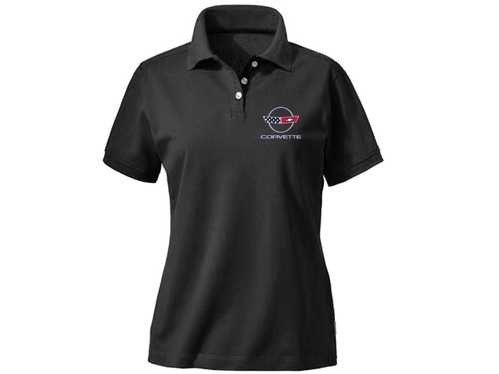 103728 Polo Shirt - Womens Black Devon & Jones Fine Pima Pique - C1 through C6 Logo