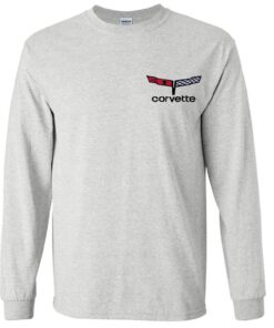 104690 T-Shirt Long Sleeved With Your Choice Of Corvette Embroidered Logo Gray