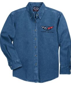 104748 Womens Long Sleeve Denim Shirt With C1 / C2 / C3 / C4 Or C5 Logo Embroidered