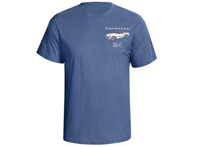 111544 53-55 T-shirt - Blauw met de exterieur- en interieurkleuren van uw auto