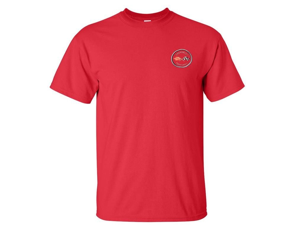 111727 C1 Cars And American Flag Red T-Shirt "Discontinued"