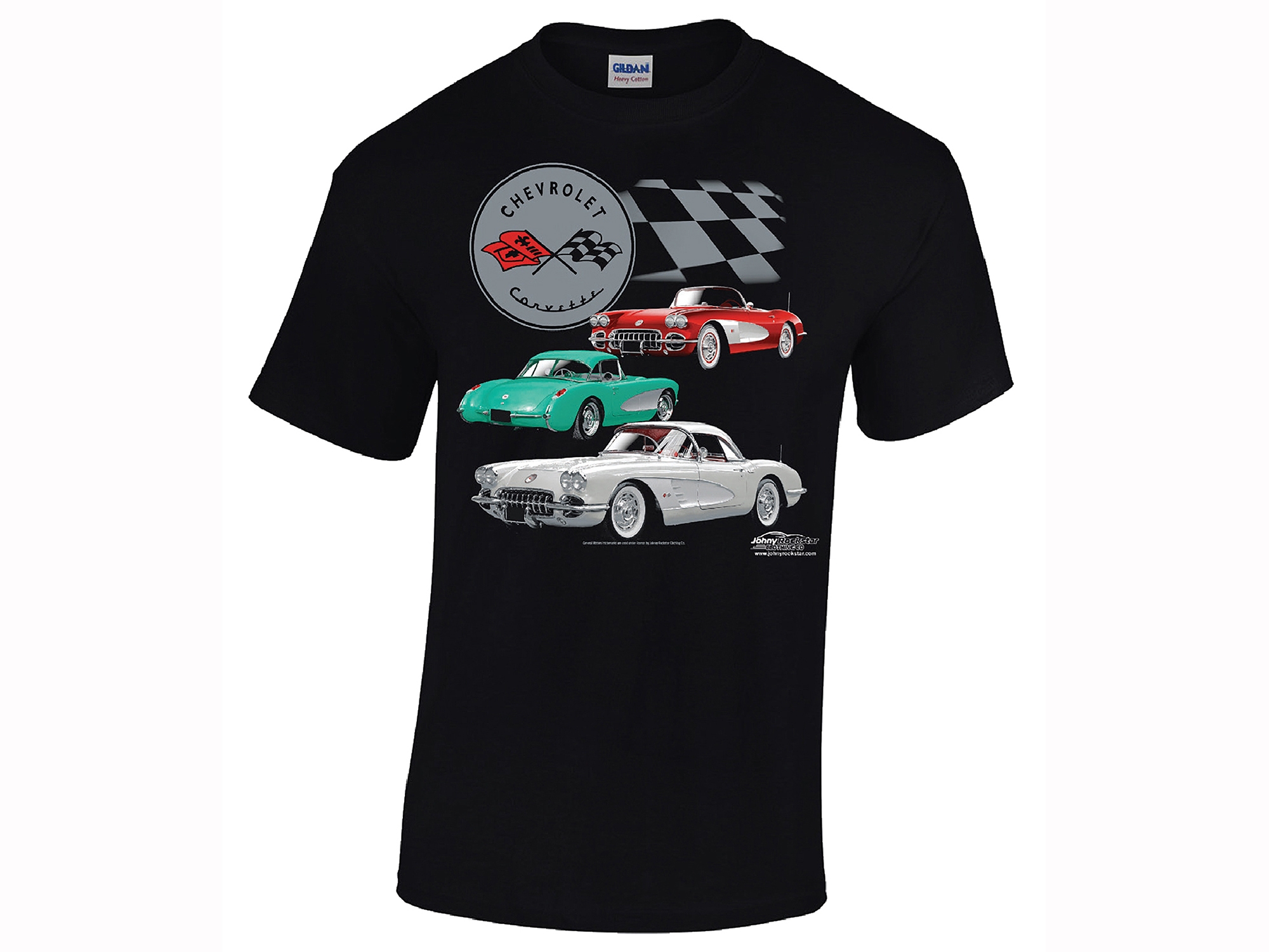 111980 1953-1962 Zwart T-shirt C1 3 auto's voorkant print *Specificeer maat*