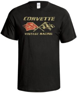 112969 Corvette Vintage Racing Black T-Shirt *Specify Size*