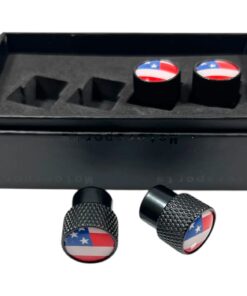 116986 USA Flag Black Knurled Valve Stem Caps