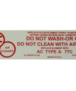261005 58-61 Luchtfilter/brandstofinjectie AC Type A77c Instructiessticker