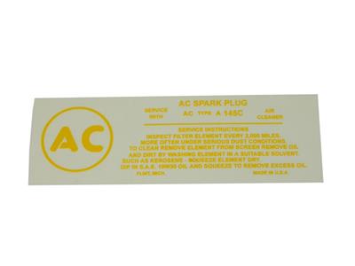 261006 62 Air Cleaner / Fuel Injection AC Type A145c Instructions Decal