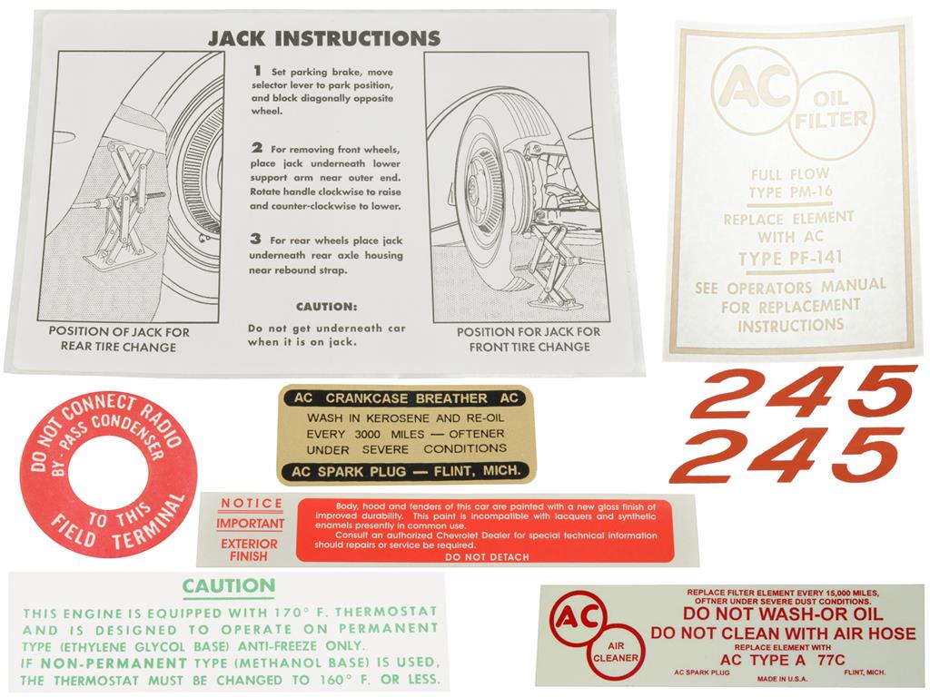 261627 59-60 Decal Set - 250 Horsepower - 9 Pieces