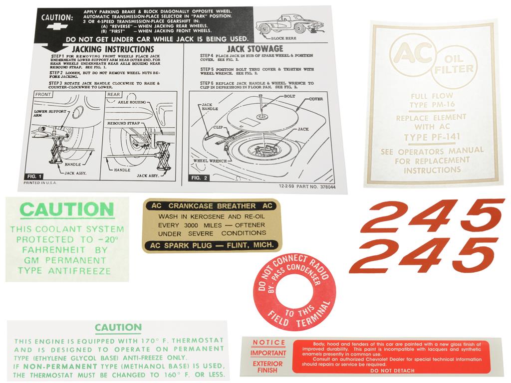 261632 61 Decal Set - 245 Horsepower - 8 Pieces