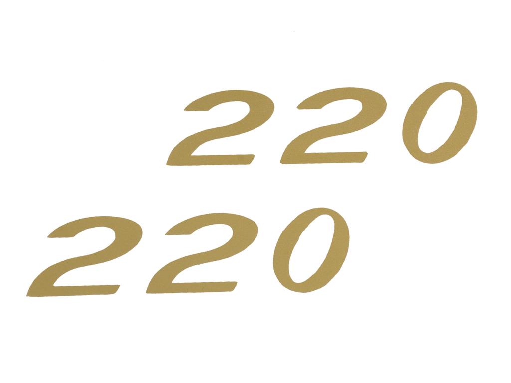 261704 Sticker uit 1957 - Kleppendeksel 220 pk goud