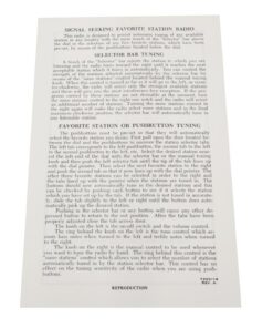 261804 1953-1957 Radio-instructieblad