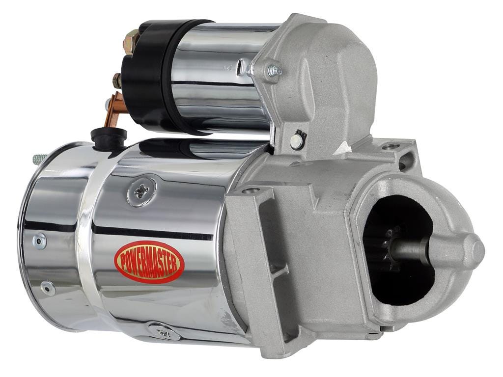 301674 1955-1991 Powermaster OEM-stijl starter gespreide montage 168 tanden chroom