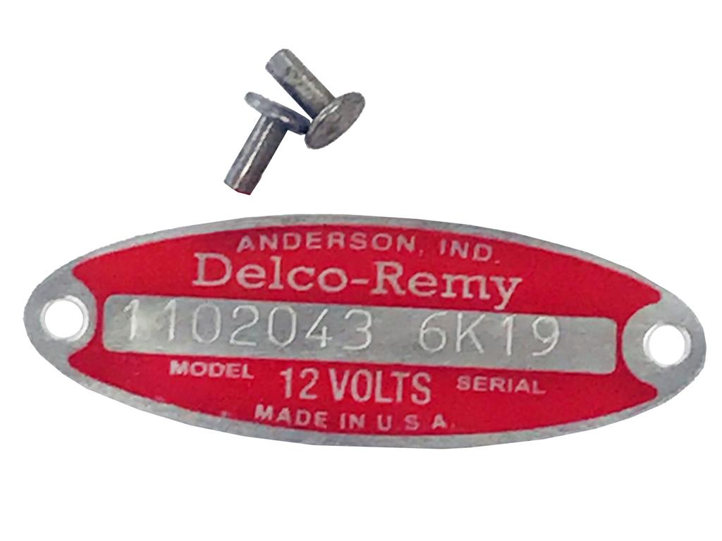 401045 53-62 Delco-generatortag met generatornummer en datum (ND)