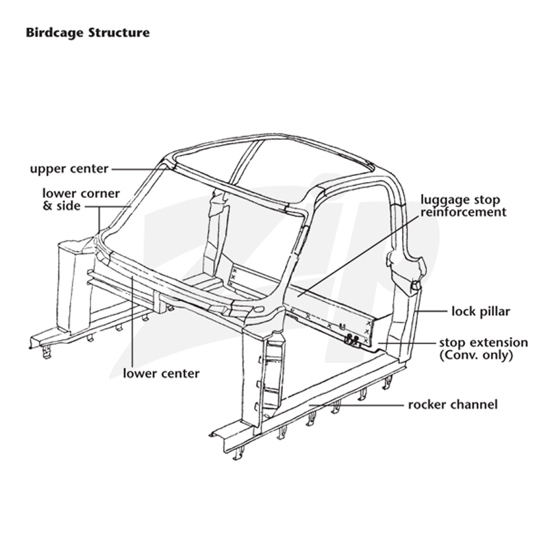 182048R 63-67 Windshield Frame Lower Corner Outer Steel - rechts
