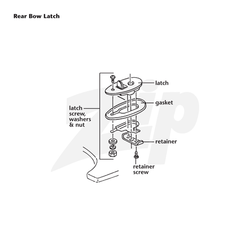 542054 63-67 Convertible Rear Bow Latch Clamp - Afbeelding 3