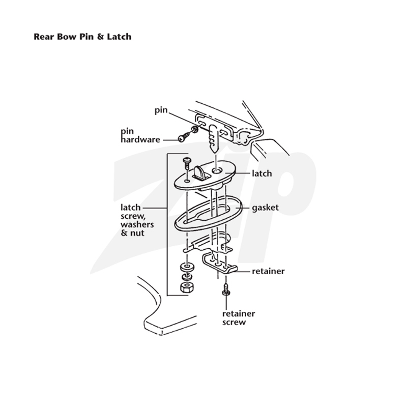 372072 63-67 Convertible Top Rear Bow Latch Gaskets (Rubber)